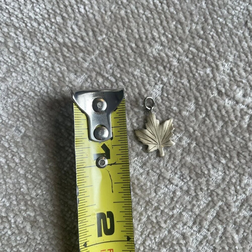 Bond Boyd Sterling Silver Maple Leaf Pendant Textured Mid Century Modern Charm - Picture 6 of 6